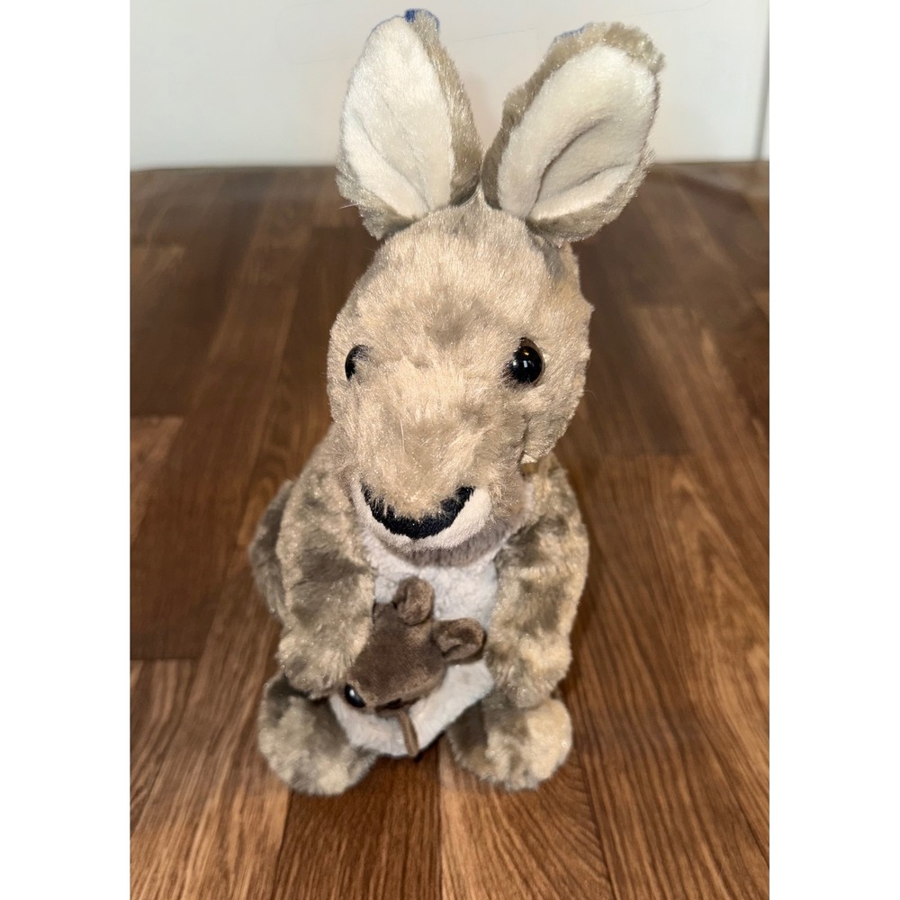 Wild Republic Kangaroo Plush Stuffed Animal with Joey in Pouch Grey 12‎ Inch